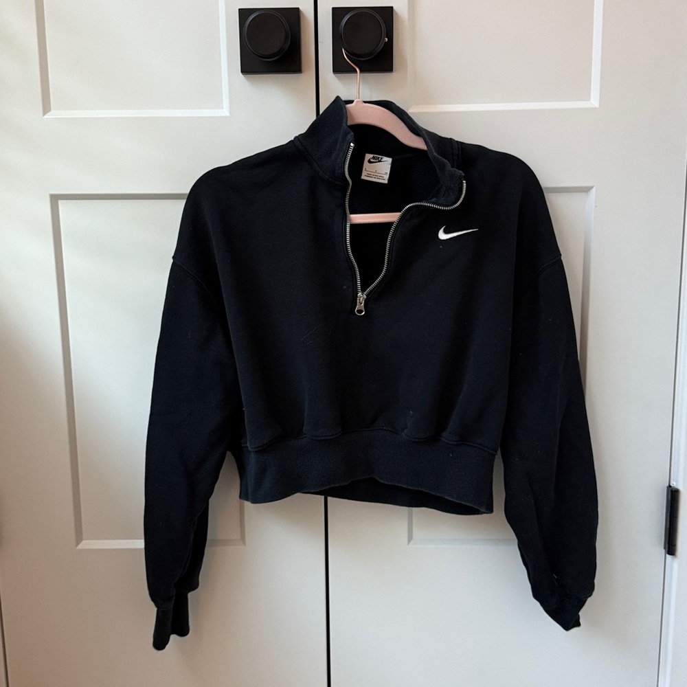 Nike Black Zip-Up Cropped Pullover